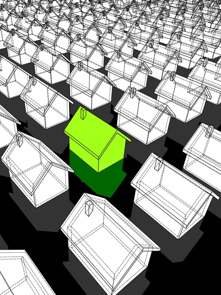 Zelené a bílé domy — Stockový vektor