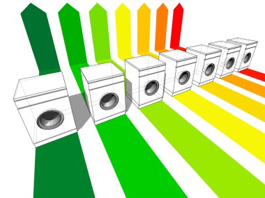 Seven washing machines clipart