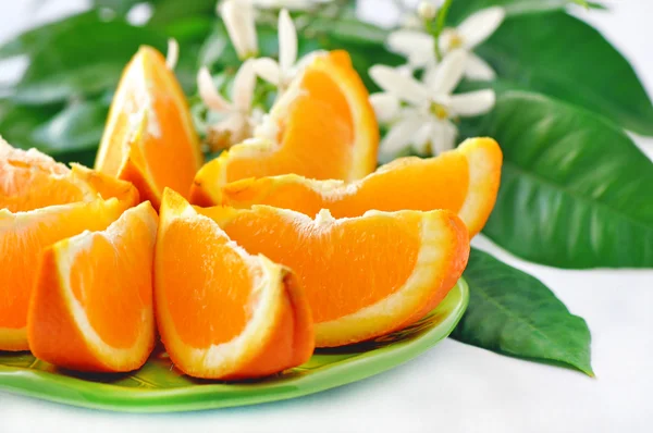 Orange avec feuilles et fleurs Images De Stock Libres De Droits