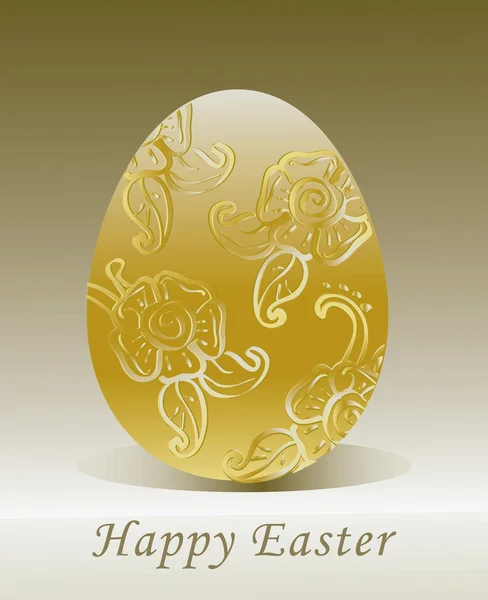 stock vector Golden easter egg with floral decoration.