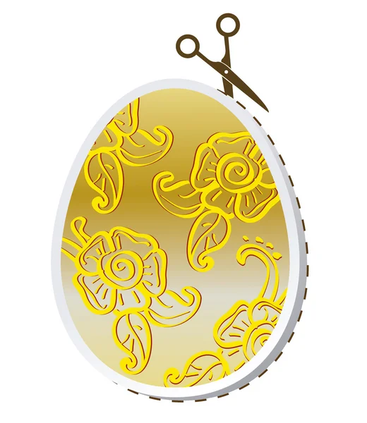 Χρυσό αυγό του Πάσχα με floral διακόσμηση. — Διανυσματικό Αρχείο
