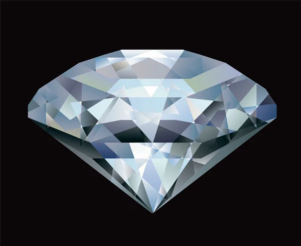Illustrazione di diamante realistico su sfondo nero — Vettoriale Stock