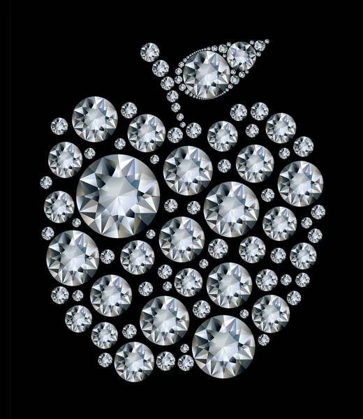 Diamond apple on black background — Stock Vector
