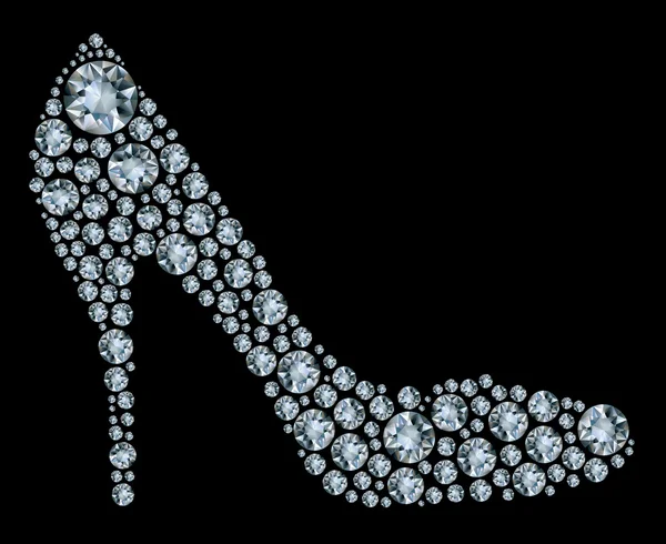 Chaussures diamant sur fond noir — Image vectorielle