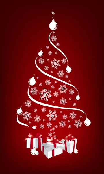 与礼物的圣诞树和圣诞背景 — 图库矢量图片