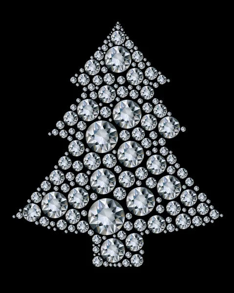 Árvore de Natal feita de diamantes . — Vetor de Stock