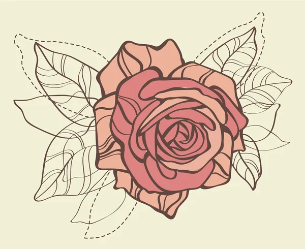 Róża retro karty z stylizowane wektor — Wektor stockowy