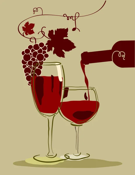 一杯红酒用葡萄 — 图库矢量图片