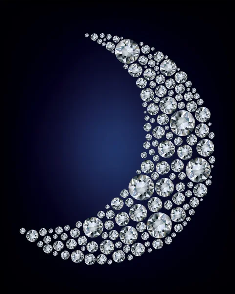 Moon shape made up a lot of diamond — Stock Vector