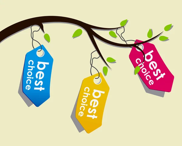 Price tags on branch — Stock Vector