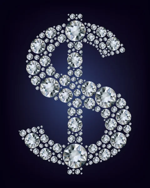Dollaro simbolo in diamanti . — Vettoriale Stock