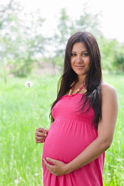 Portrait of a pregnant girl outdoors — Stock Photo, Image