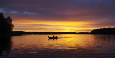 Sunset at lake clipart