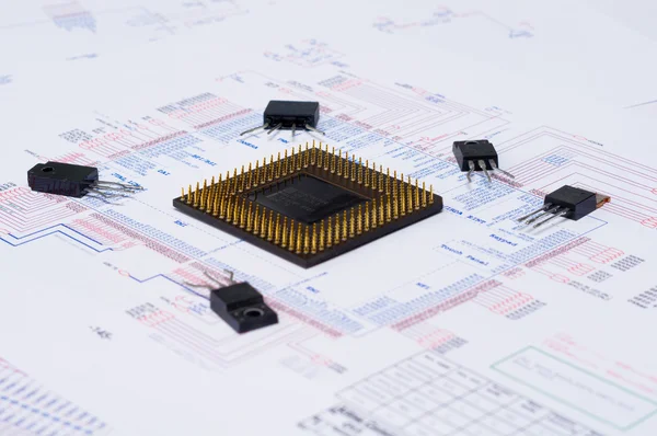 Micro electronics element och layout — Stockfoto