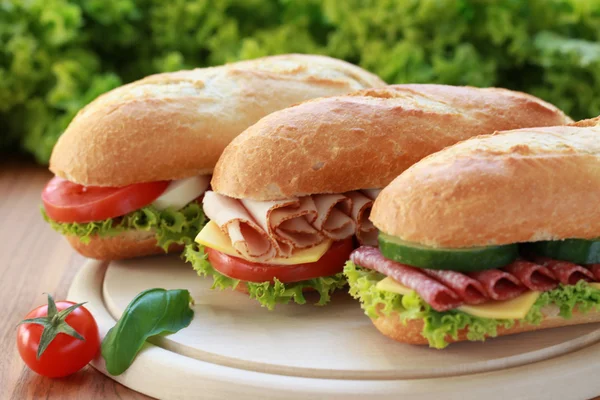 Tři sendviče — Stock fotografie