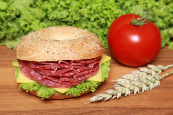 Stock image Bagel with Salami