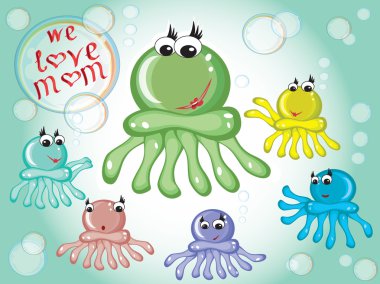 Mothers day,sea animals clipart