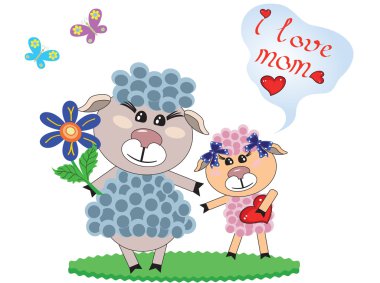 Mothers day,sheep clipart