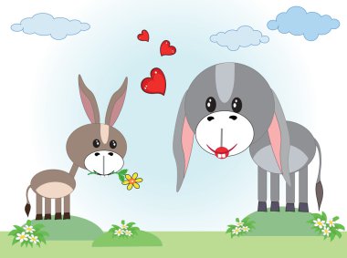 Mothers day,donkeys clipart