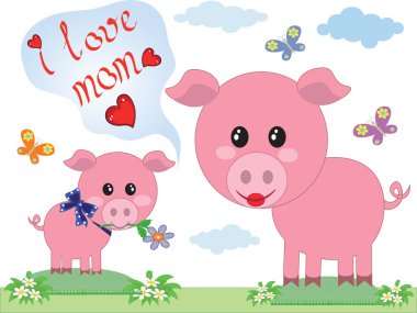 Mothers day,pigs clipart