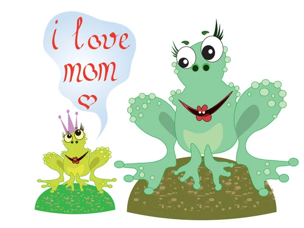 Fête des mères, grenouilles — Image vectorielle