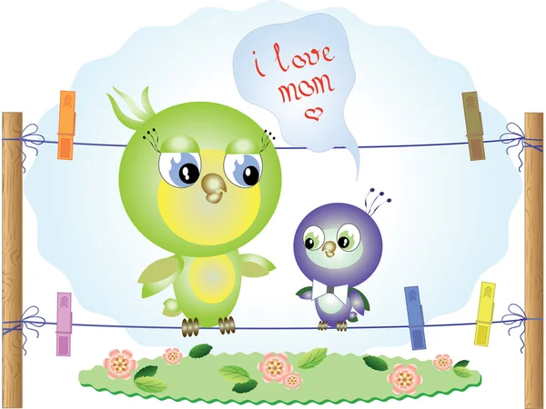Mothers day,birds — Stock Vector