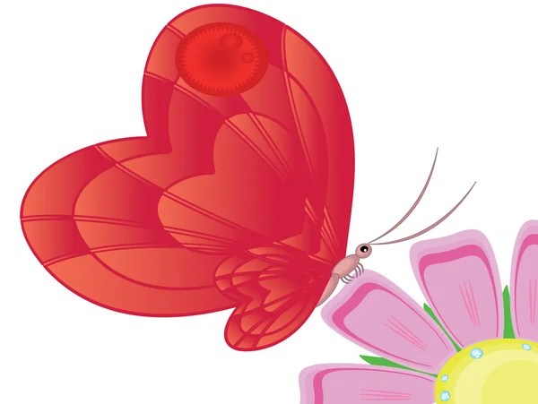 Mariposa roja — Vector de stock