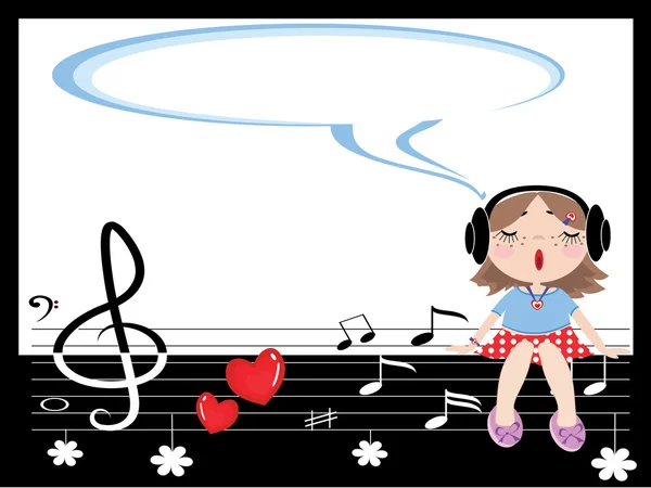 Πλαίσιο με τραγουδά κορίτσι — Διανυσματικό Αρχείο