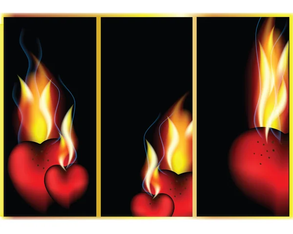 Heiße Herzen im Feuer der Liebe — Stockfoto