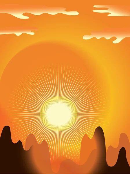 Solen och berg, bakgrund — Stock vektor