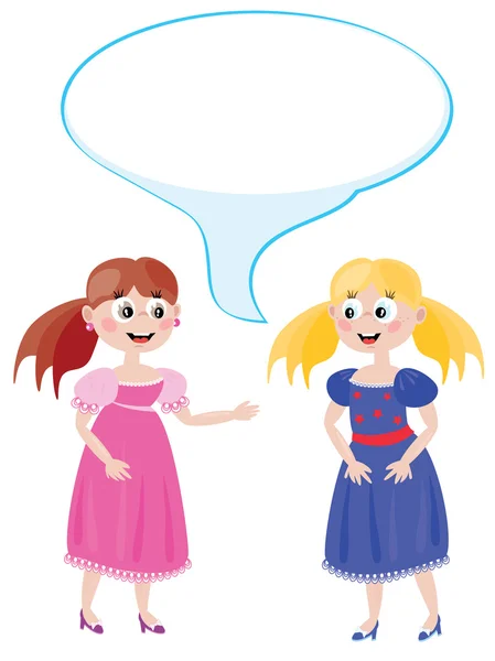 Dialog of the two young girls — Stock Vector