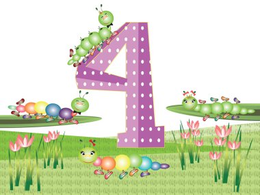 Insects and numbers series for kids, from 0 to 10 - 4 clipart