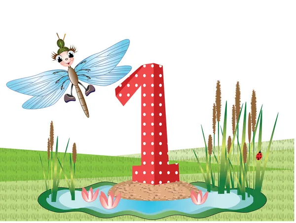 Série d'insectes et de nombres pour enfants, 1 — Image vectorielle