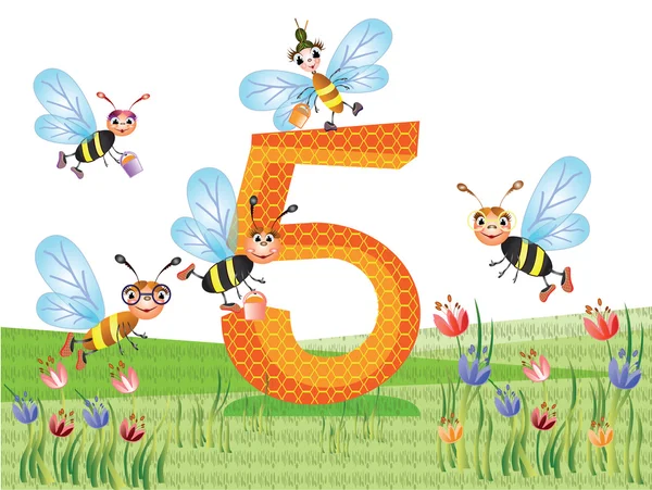 Insecten en aantallen serie voor kinderen van 0 tot 10-5 — Stockvector