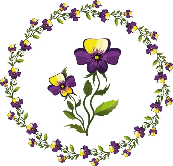 Decor with pansies — Stock Vector