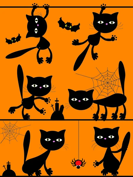 Vector black cats — Stock Vector