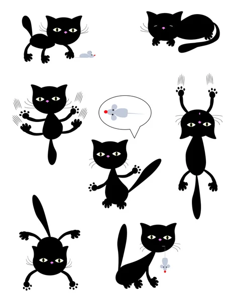 Vektorové černé kočky — Stockový vektor