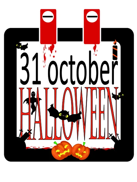 Calendario vettoriale di Halloween — Vettoriale Stock