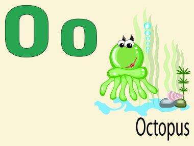 Animal alphabet O,vector clipart