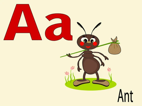 Animal alphabet A ,vector — Stock Vector