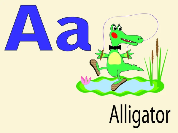 A, vektör hayvan alfabesi — Stok Vektör