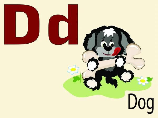 Alphabet animal D, vecteur — Image vectorielle