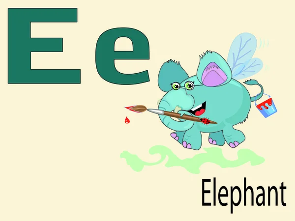Animal alphabet E ,vector — Stock Vector