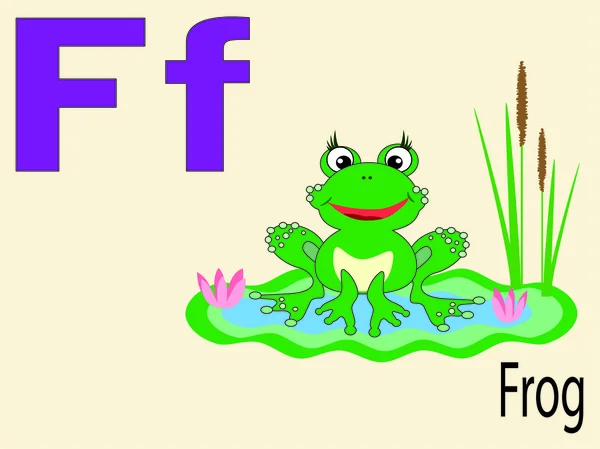 Alfabeto animal F, vector — Vector de stock