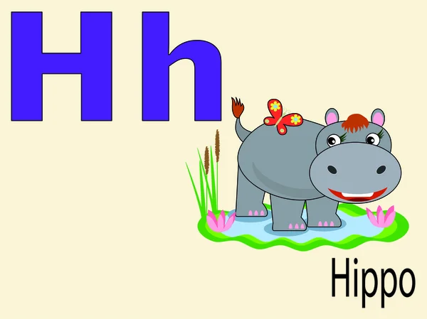 Animal alphabet H ,vector — Stock Vector