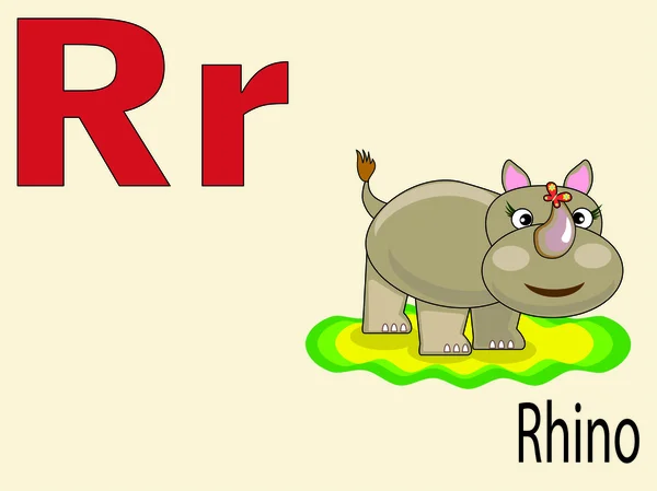 Animal alphabet R,vector — Stock Vector