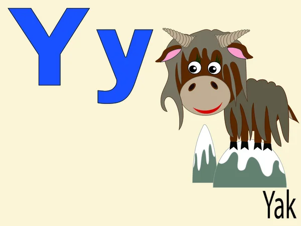 Alfabeto animal Y, vetor — Vetor de Stock