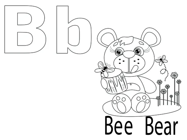 Colorir alfabeto para crianças B — Vetor de Stock