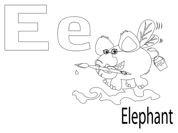 Coloring Alphabet for Kids E — Stock Vector