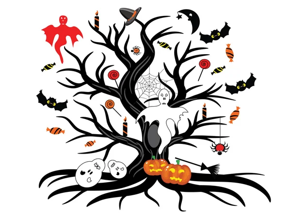 Vektor halloween träd — Stock vektor